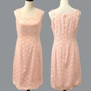 Talbots Baby Pink 100% Linen Eyelet Dress Sz 8